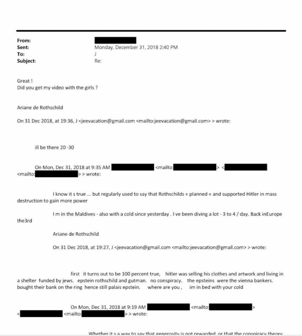 Epstein Files — EFTA02608107: An email exchange between Ariane de Rothschild and Jeffrey Epstein.