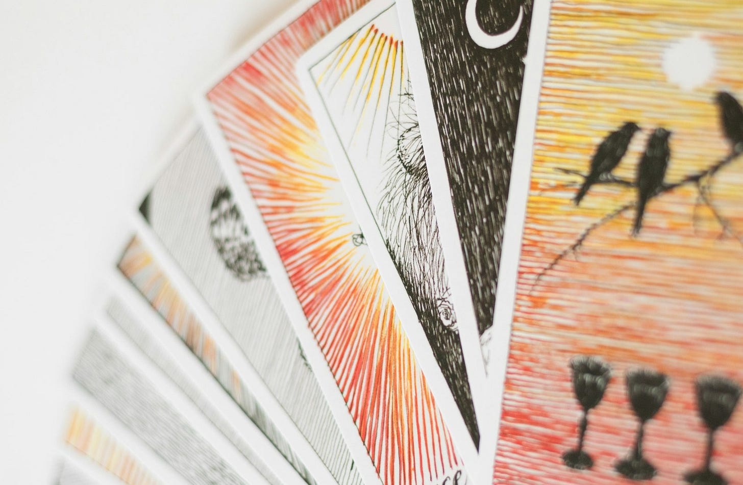 A close up of a number of cards on a table