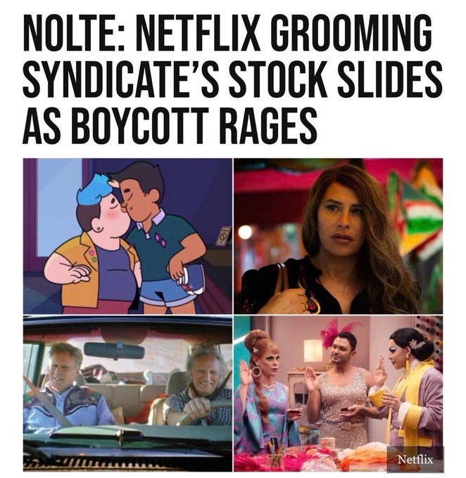Four images from Netflix content. Top left shows two animated characters kissing, one with blue hair and the other in a yellow shirt and shorts. Top right depicts a woman with long brown hair looking serious. Bottom left shows two people in a car, one driving and the other in the passenger seat. Bottom right shows three people, including a person in a pink dress and another in a glittery outfit, standing at a table with drinks. A Netflix watermark is visible.