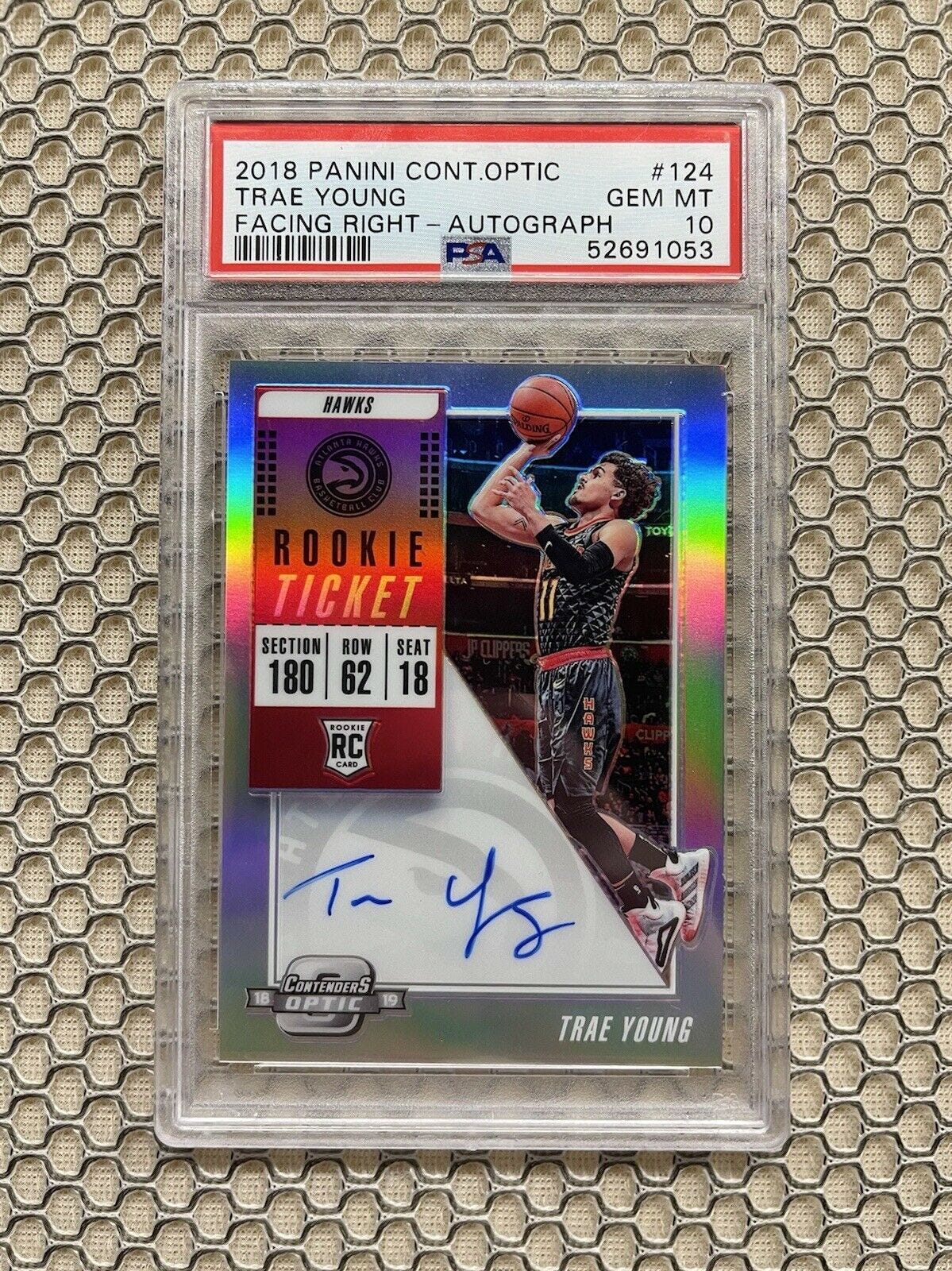 Image 1 - 2018-19-Panini-Contenders-Optic-Trae-Young-Auto-Silver-Prizm-PSA-10-RC-POP-17