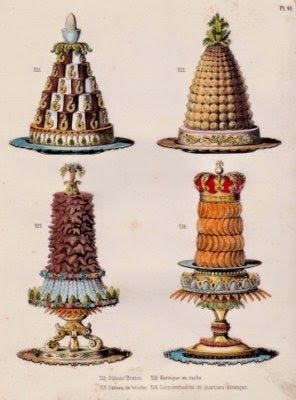 This may contain: four different types of cakes on top of each other in various shapes and sizes,