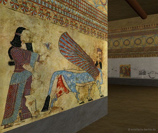A reconstructed wall painting in Til Barsib, modern Tell Ahmar, Syria A reconstructed wall painting in Til Barsib, modern Tell Ahmar, Syria
