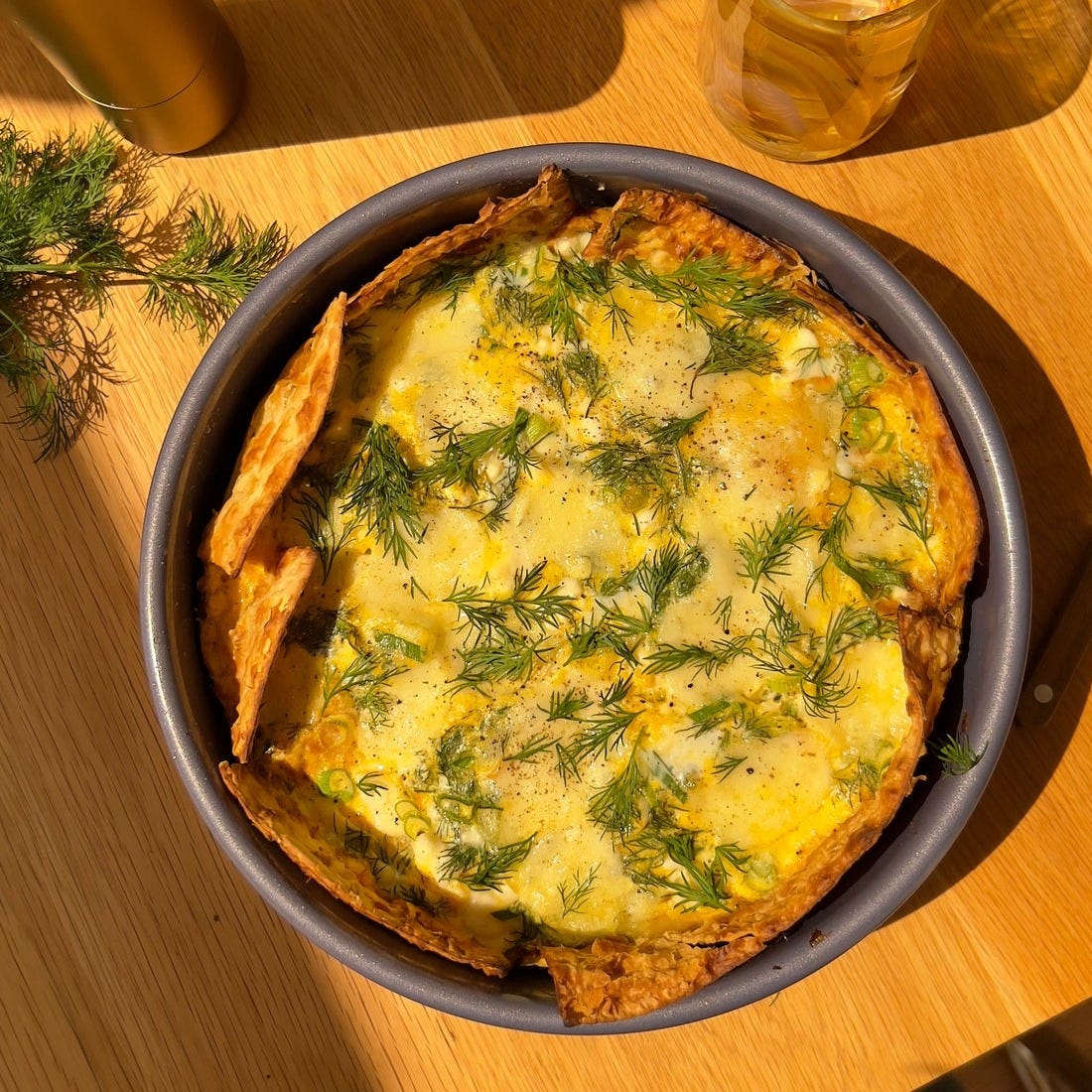 Matzah Quiche with all the Cheese