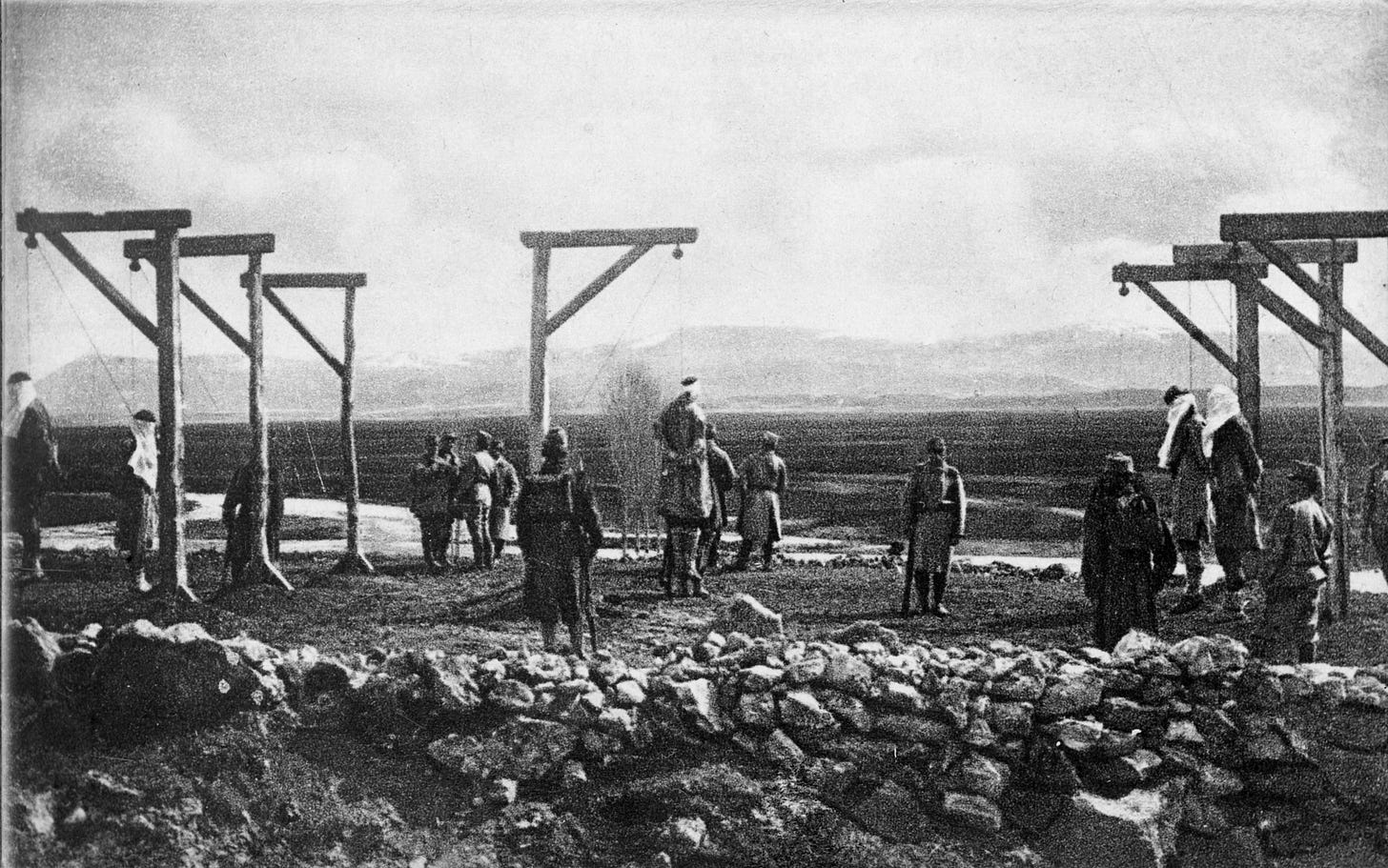 Austro-Hungarian troops (Schutzkorp) in Trebinje, killing civilian Serbs as part of anti-partisan operations. 1914
