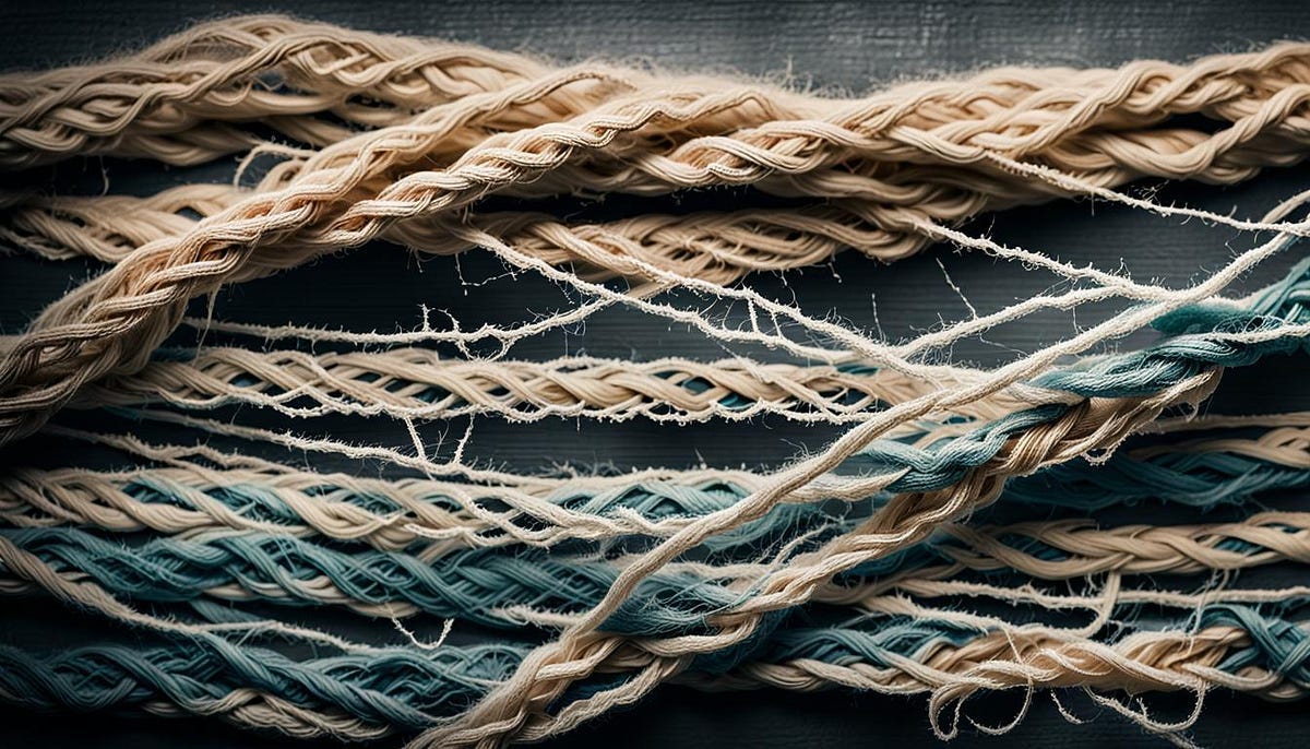 Strands of frayed rope Strands of frayed rope