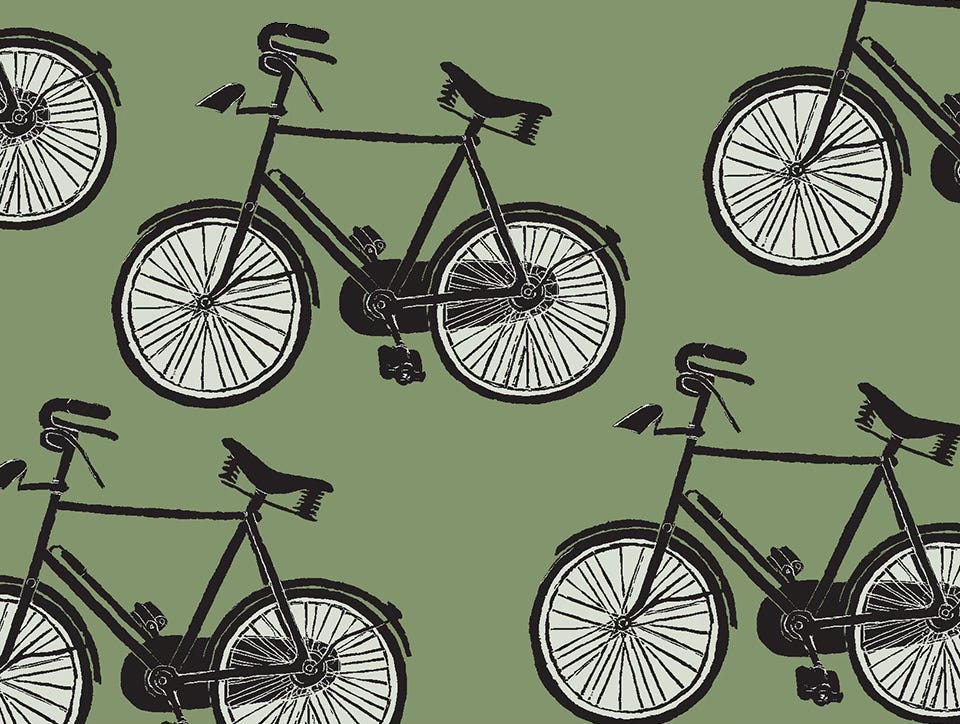 graphic of bicycles on a green background