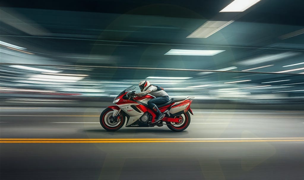 عکس موتور سواری که به صورت نمادین سرعت تیم را نشان میدهد