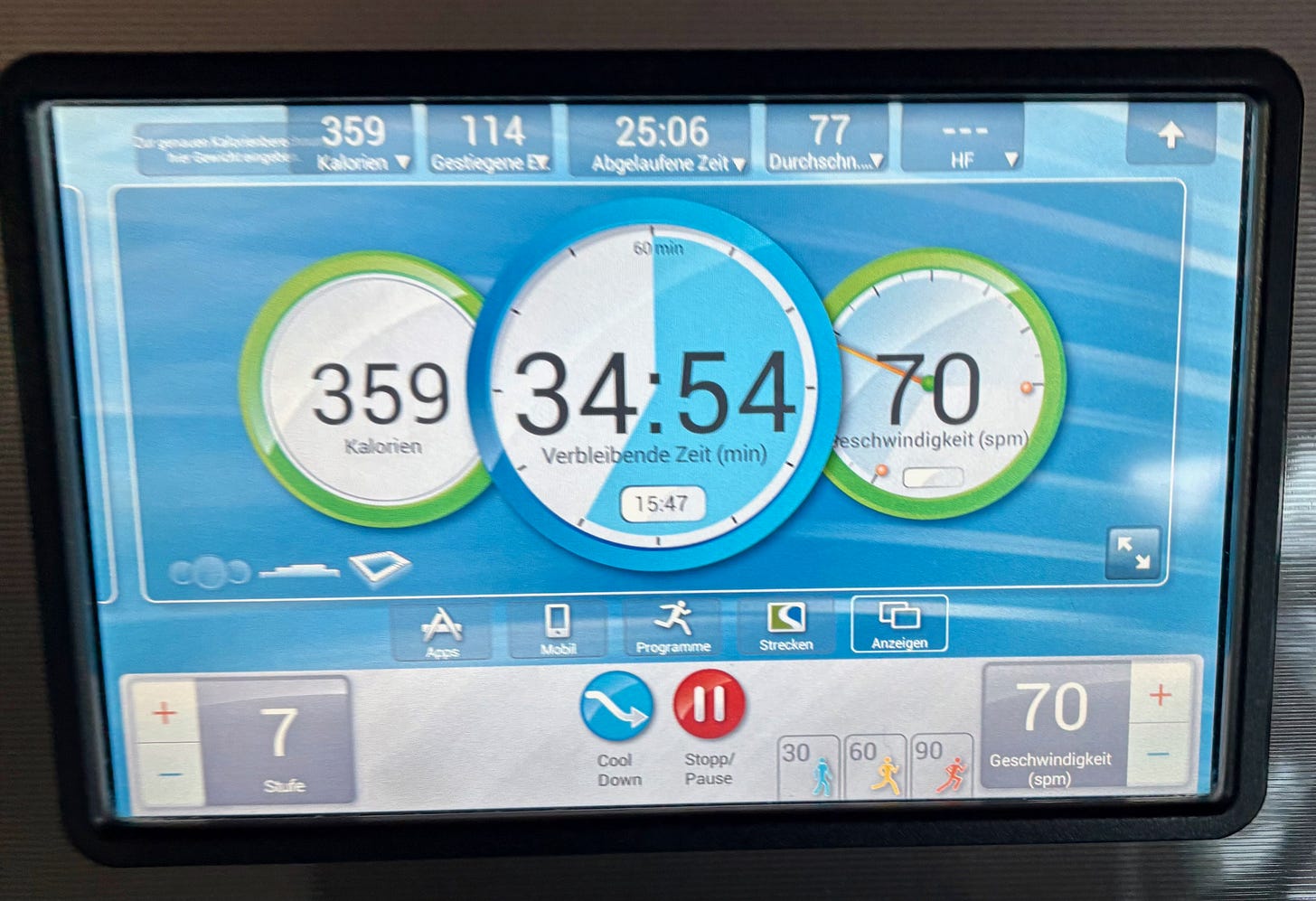 Screenshot of a stairmaster display