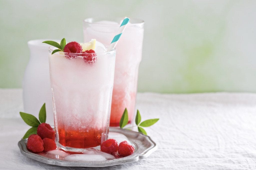 italian cream soda with raspberries