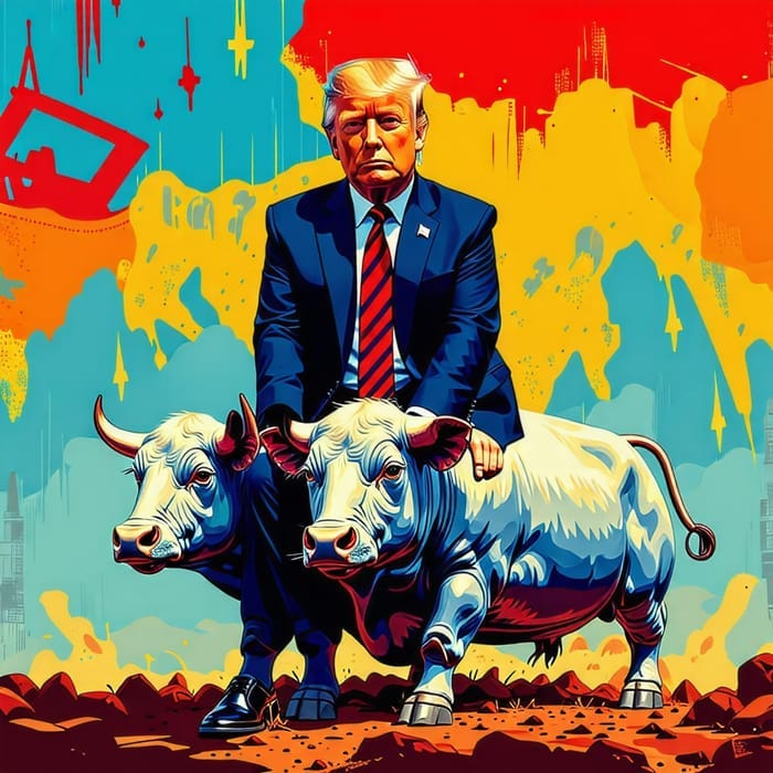 Donald Trump Rides the Crypto Bull | AI Art Generator | Easy-Peasy.AI