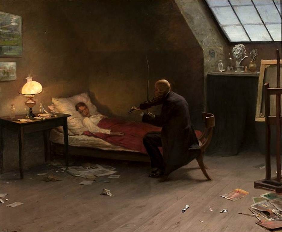 A person playing violin in a room with a person lying in bed

AI-generated content may be incorrect.