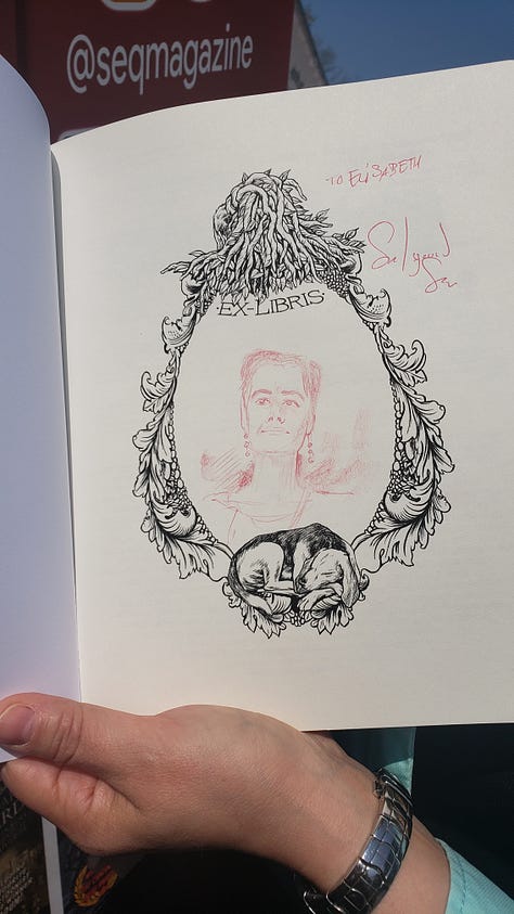 Shots of folks holding their copies of Dream Life, and the portraits I did of them in each