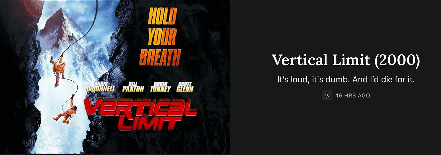 Preview of a review for Vertical Limit (2000)