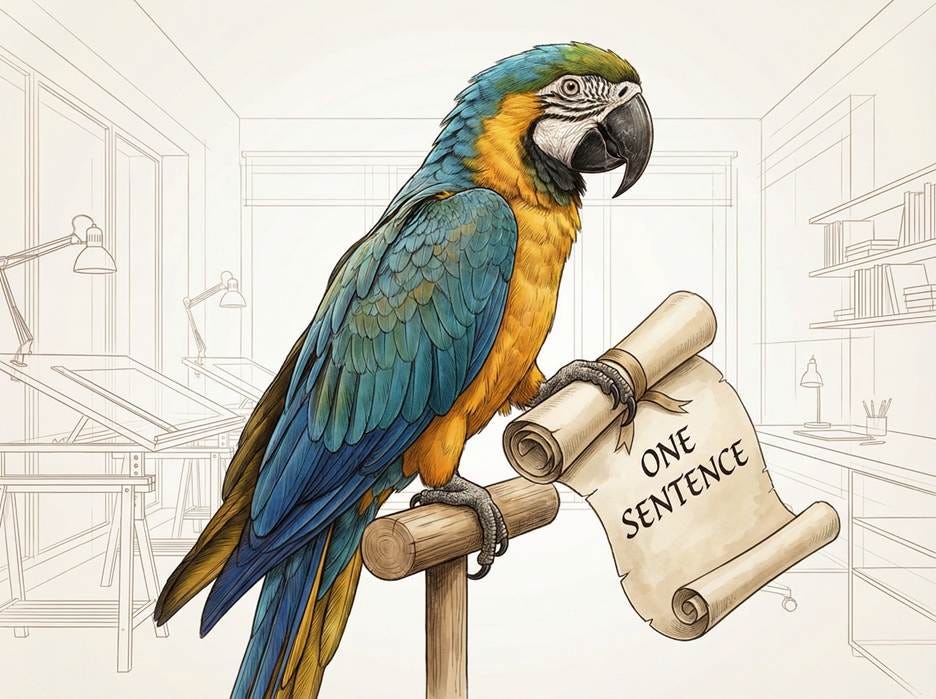 A parrot sitting on a perch with a scroll

AI-generated content may be incorrect.