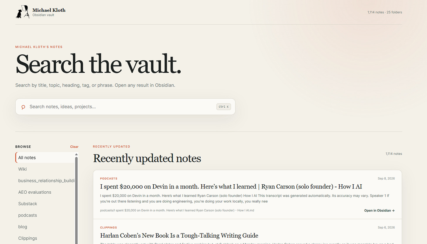 A screen shot of a web interface for my Obsidian vault. A screen shot of a web interface for my Obsidian vault.