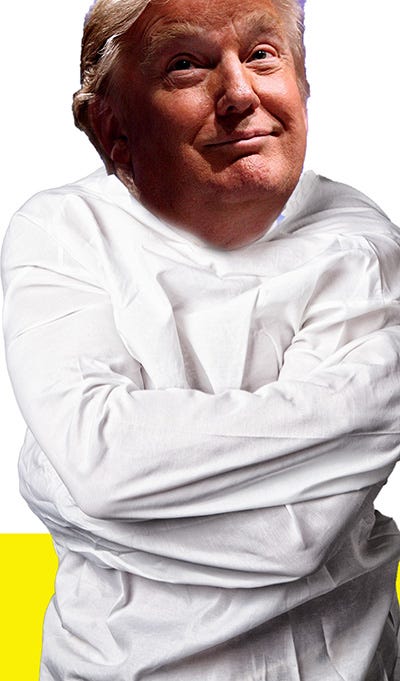 Trump in a straight jacket