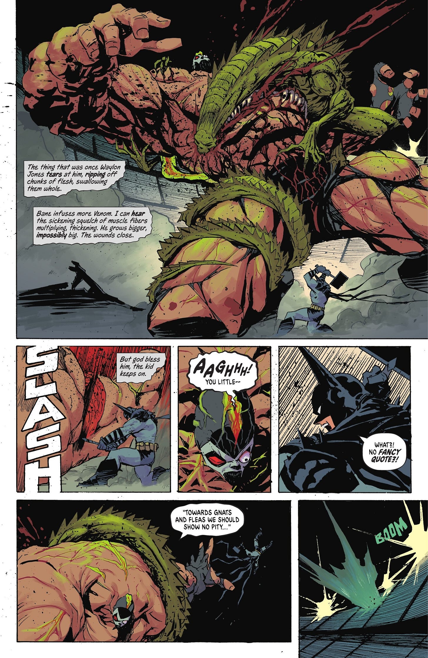 Killer Crock chomps down on Bane in Absolute Batman #14.