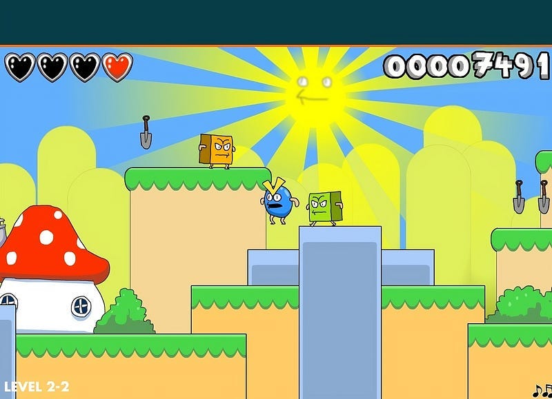 Lee Lee jumping over nearby enemies in Lee Lee’s Quest 2.