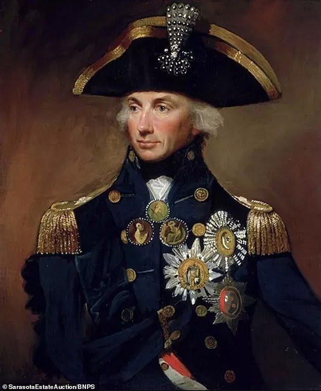 Admiral Lord Horatio Nelson, hero of the Battle of Trafalgar, has fallen under the gaze of the Welsh Government's audit for his support of the British Empire Admiral Lord Horatio Nelson, hero of the Battle of Trafalgar, has fallen under the gaze of the Welsh Government's audit for his support of the British Empire