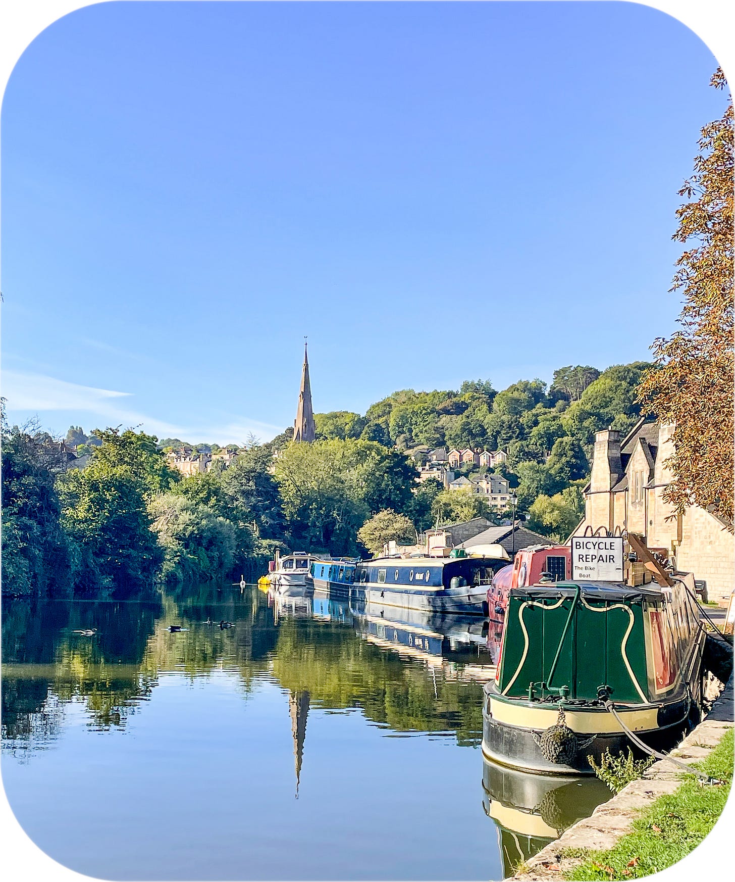 Narrowboats on the River Avon, Bath, England