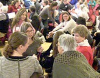 Audience discussing in a group Audience discussing in a group