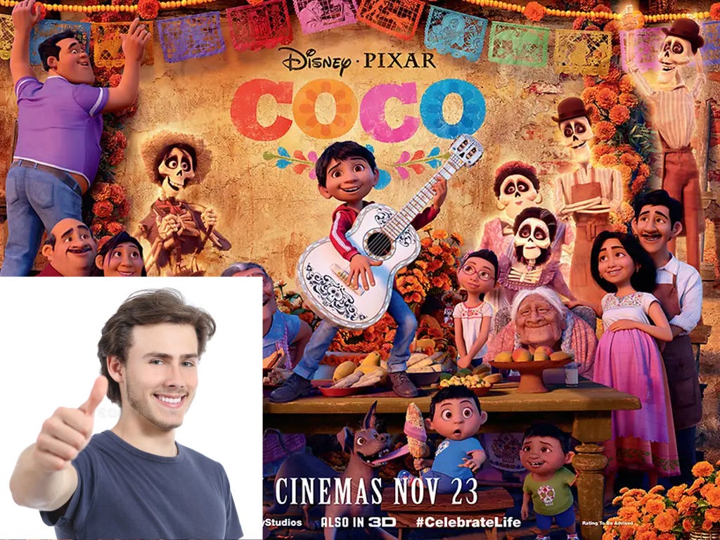 white person watching coco