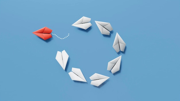 Free photo individuality concept among paper planes
