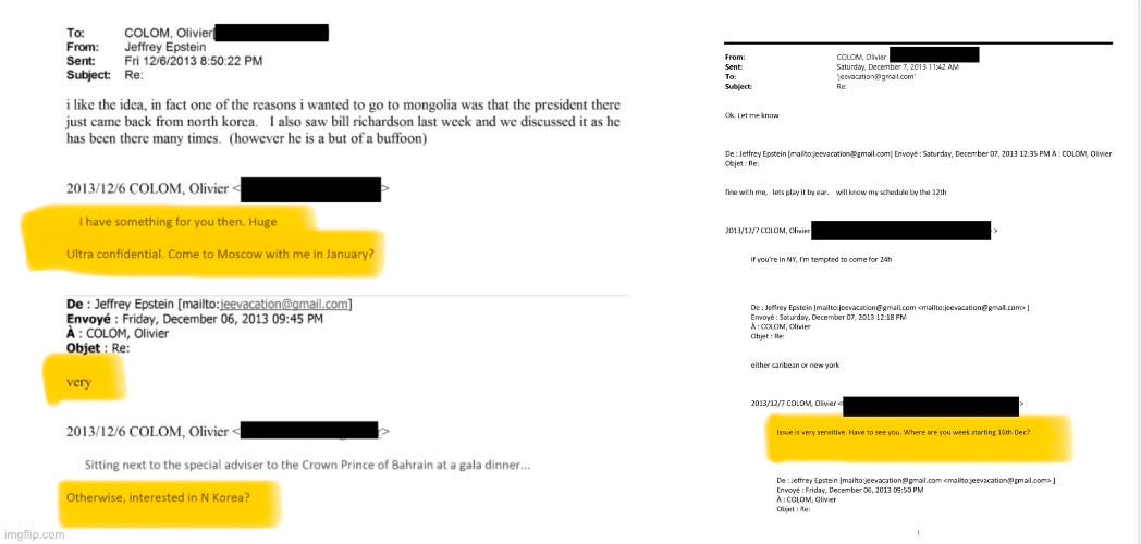 Epstein email exchange regarding North Korea