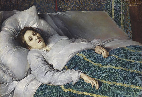 Young Woman On Her Death Bed, 1621 Duvet Cover by Flemish School - Pixels