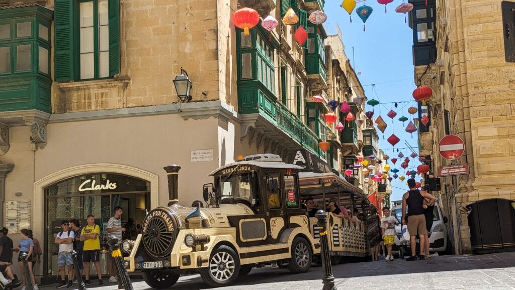 city train in Valletta