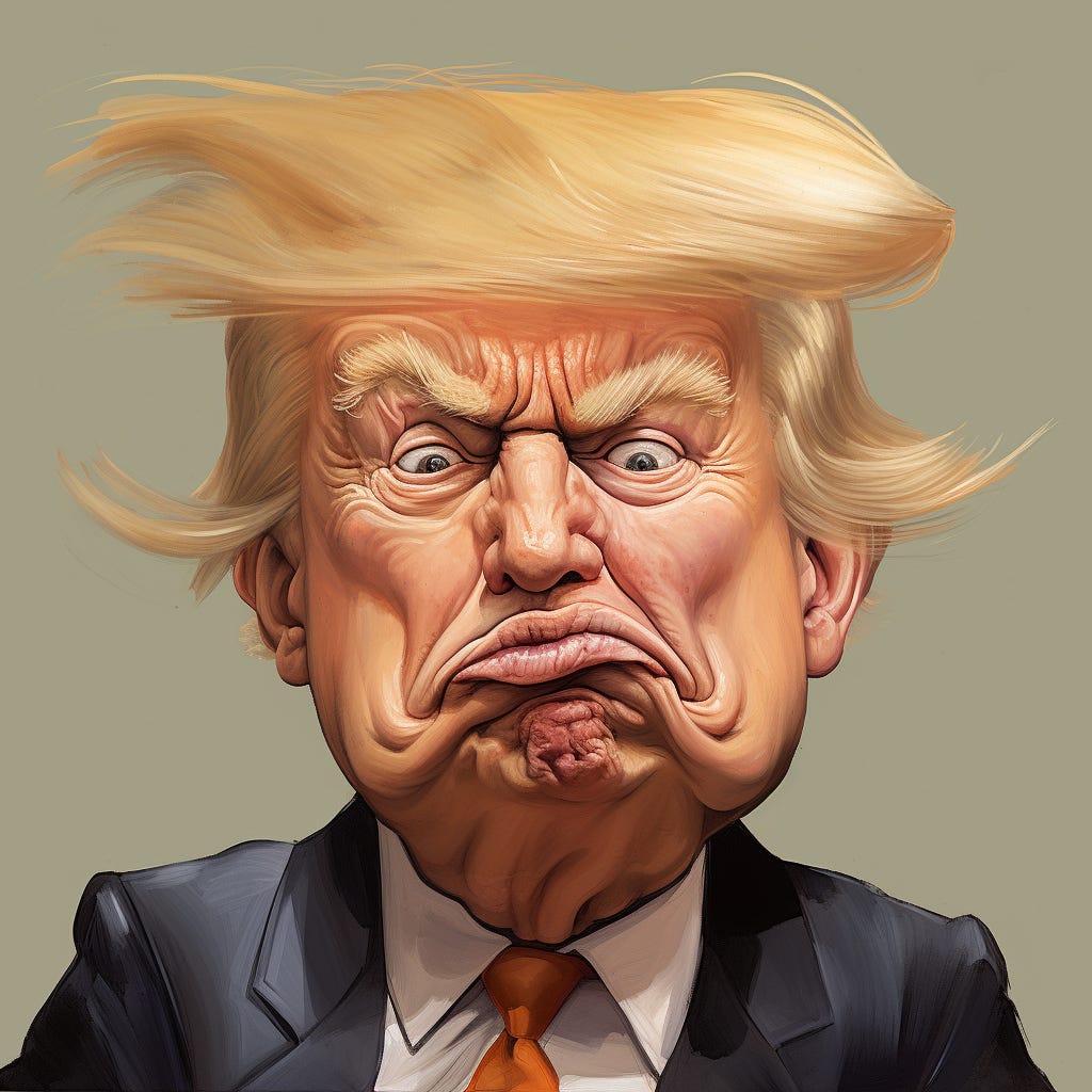 Caricature of Donald Trump generated by AI 2024 Caricature of Donald Trump generated by AI 2024