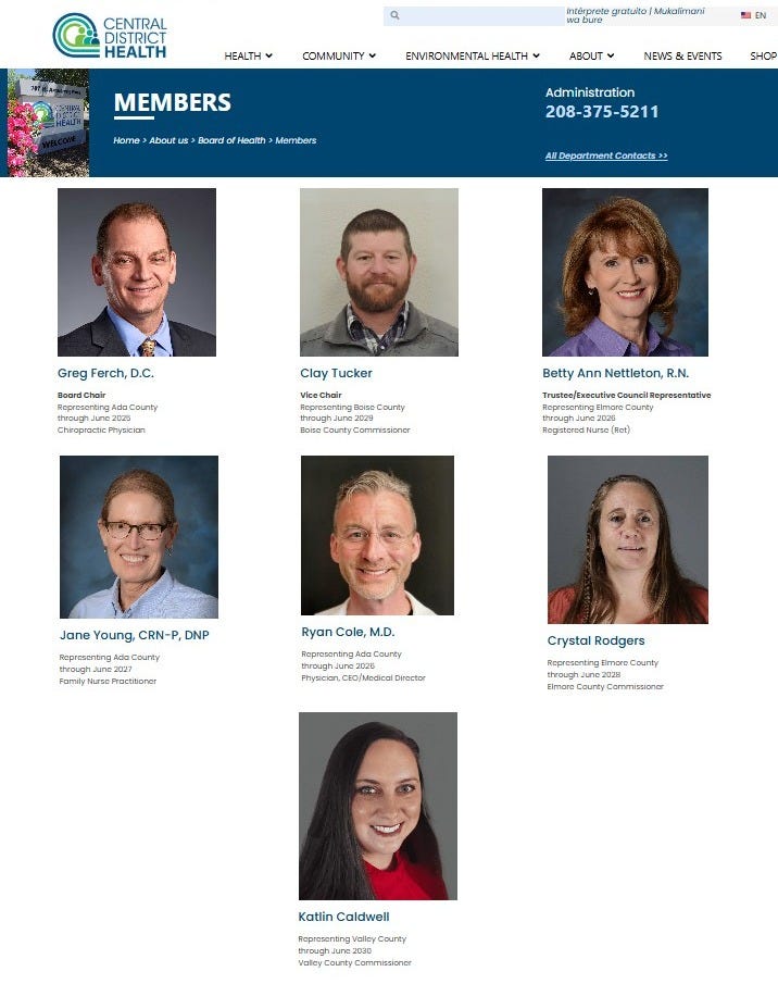 Central District Board of Health Members: https://cdh.idaho.gov/about-us/board-of-health/members/