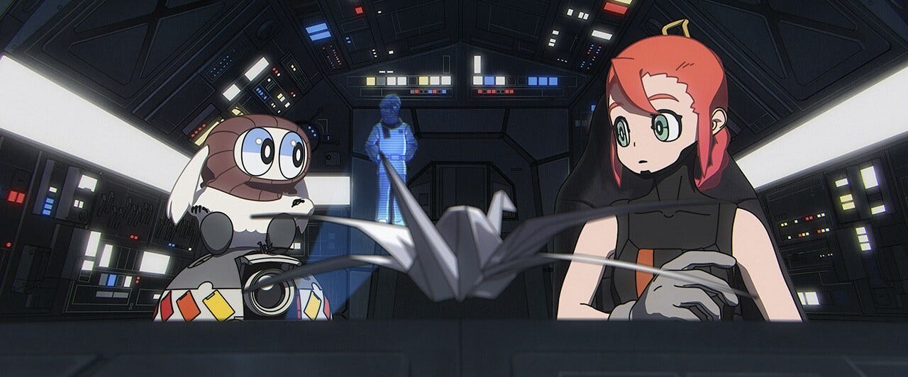 A scene from “The Song of Four Wings” episode in Star Wars: Visions Volume 3.