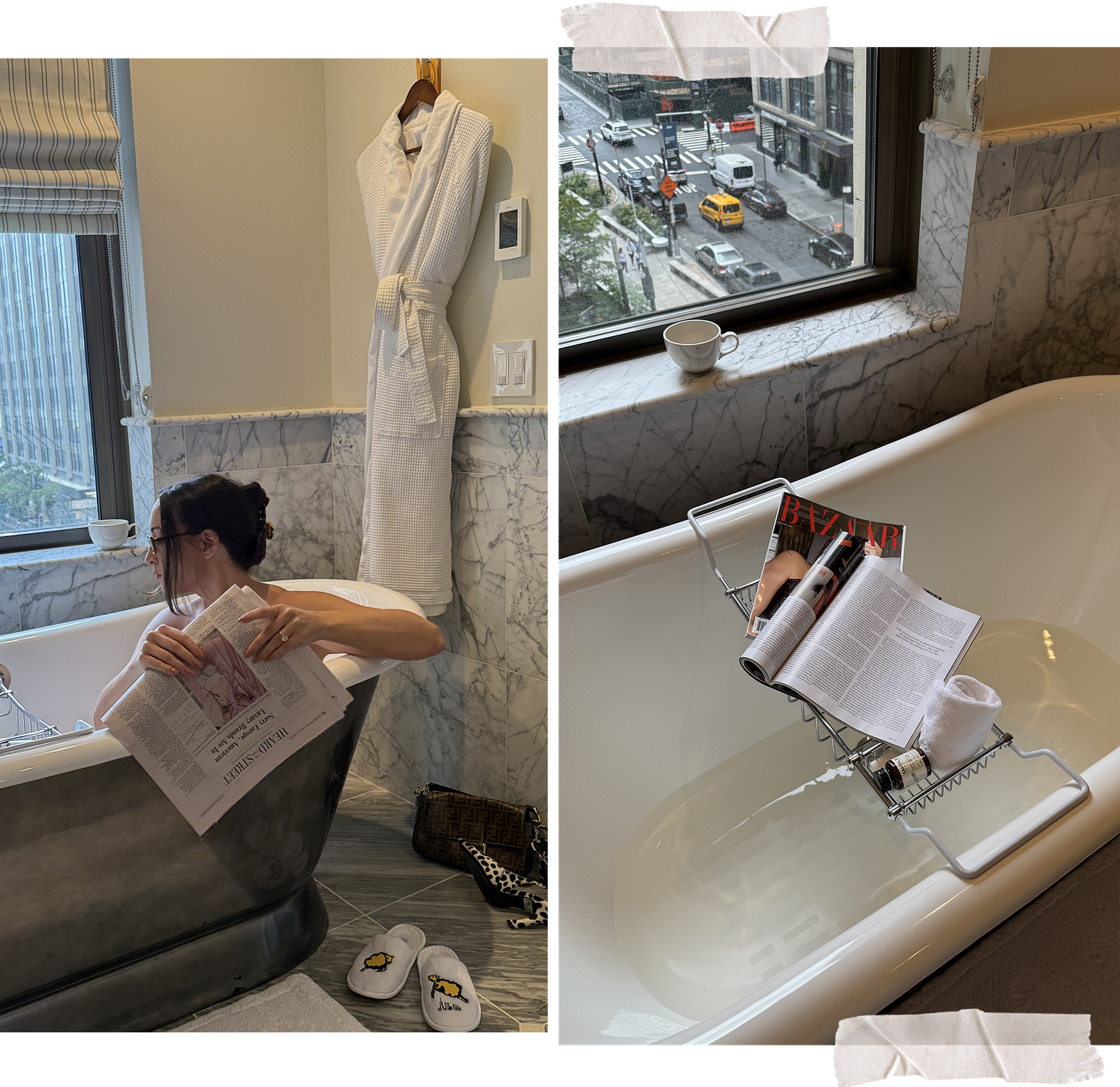 Bella in the tub of the Carnegie Suite