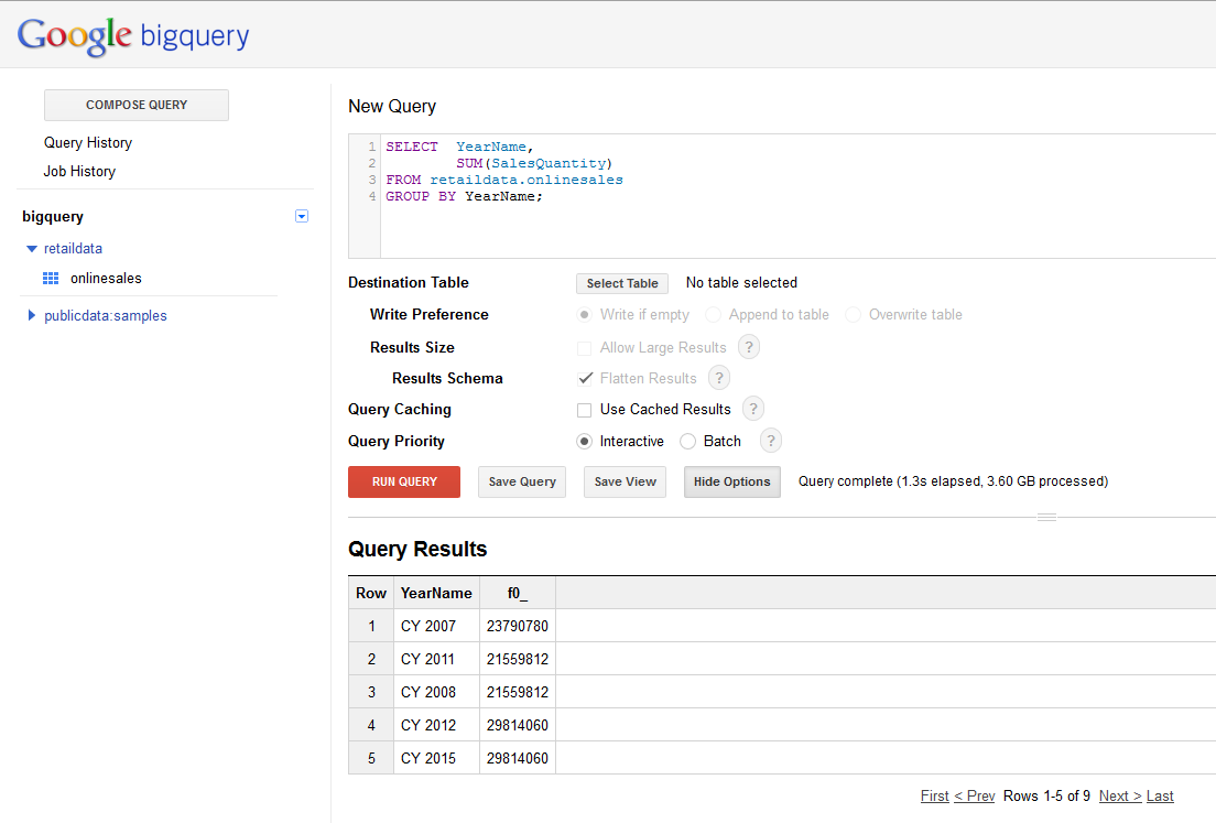 BigQuery Sum Result