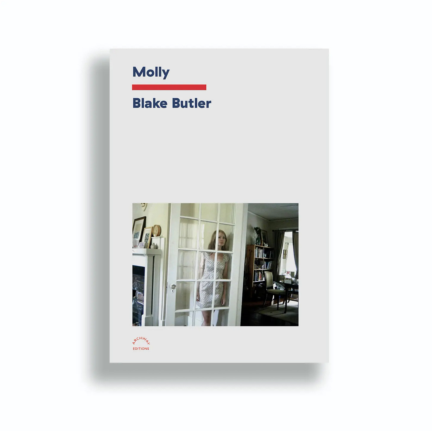 Front cover of Molly with a picture of Molly standing behind a door with a clear pane.