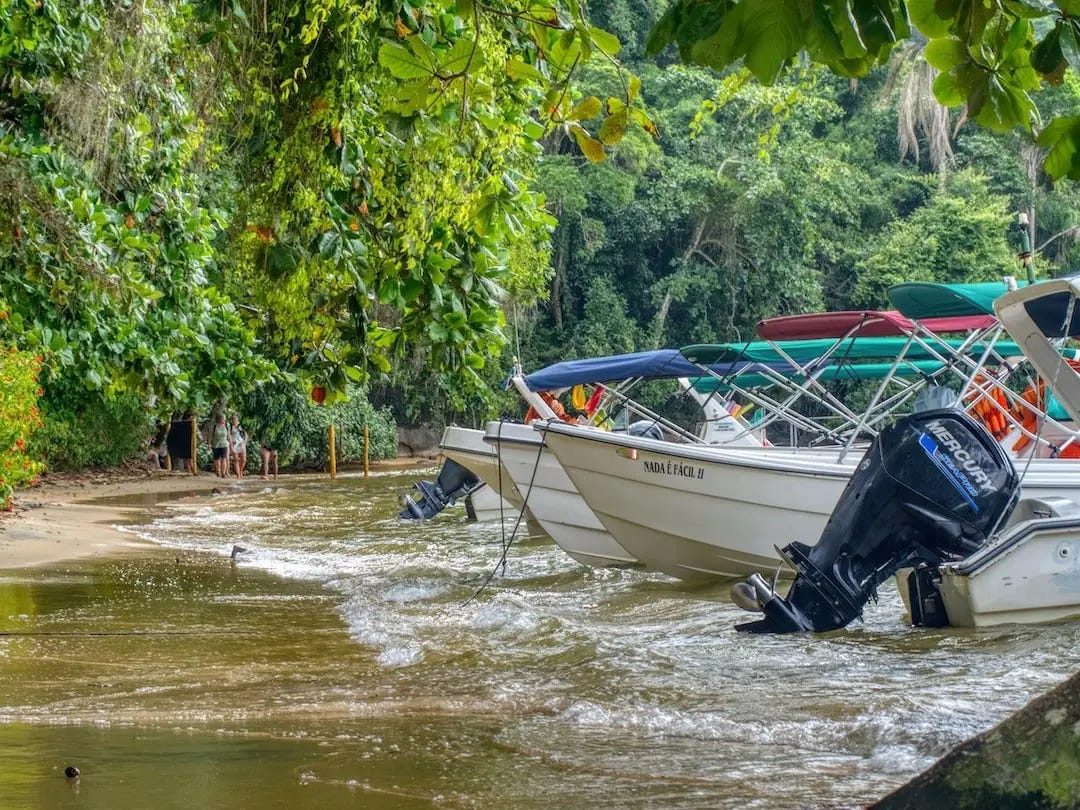 Moored boats close to the beach