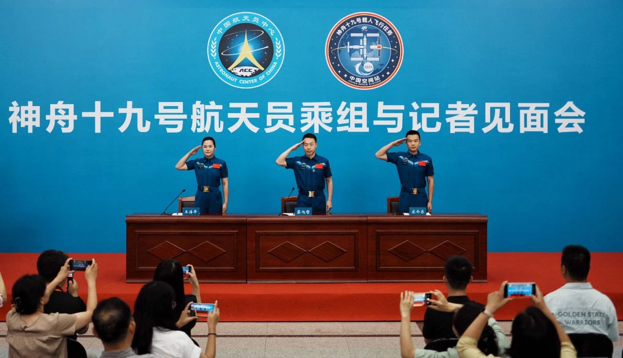 The Shenzhou-19 crew make their first public appearance after their return to Earth.