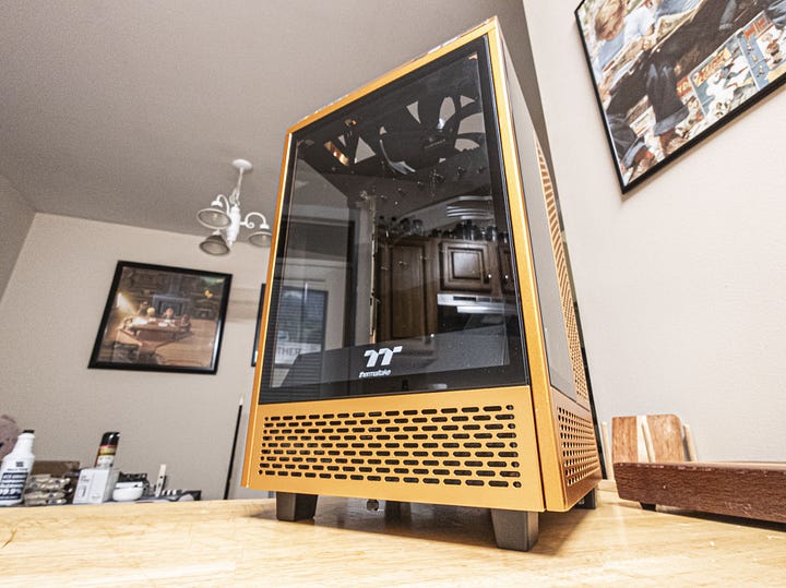 Henen-nesw, built and photographed on the butcherblock table.