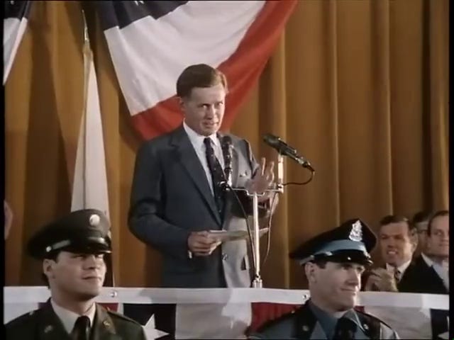 A Kennedy family football game; John gives his acceptance speech.