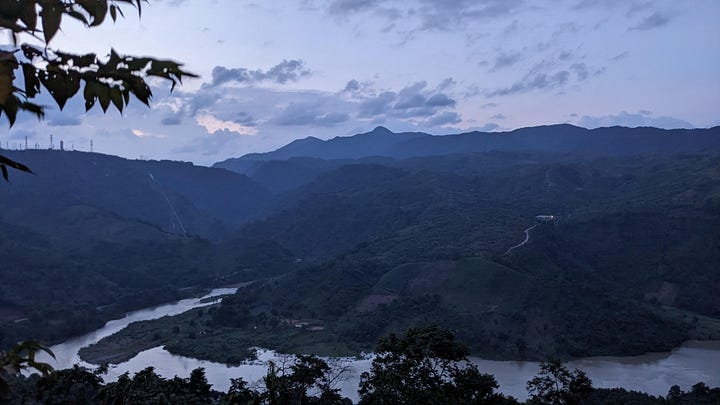 cà phê cốt dừa aka coconut coffee and a mountain view