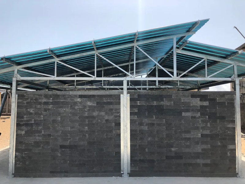 The classroom in Abidjan, built from recycled plastic bricks, which inspired the founding of Kubik. The classroom in Abidjan, built from recycled plastic bricks, which inspired the founding of Kubik.