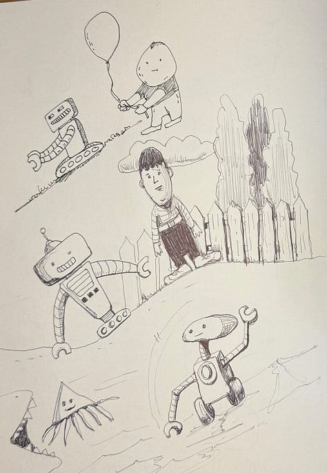 A messy sketchbook.