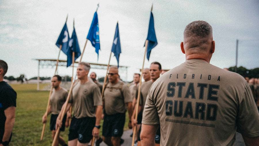 Florida State Guard members train in this image from the website of Florida Gov. Ron DeSantis. Florida State Guard members train in this image from the website of Florida Gov. Ron DeSantis.