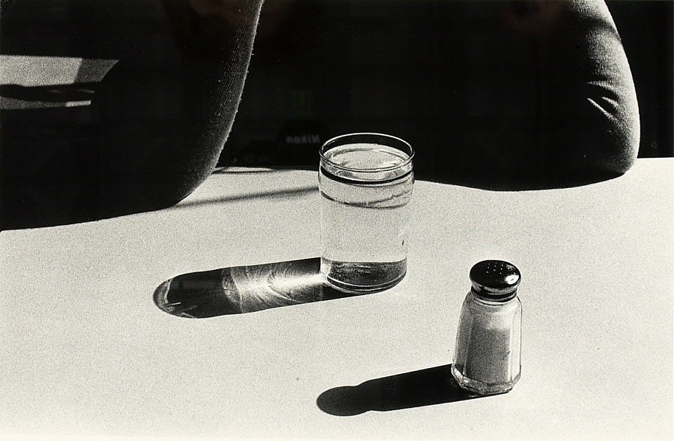 Ralph Gibson, Untitled (Table Top with Water Glass and Salt Shaker), 1975, gelatin silver print, Smithsonian American Art Museum, Transfer from the National Endowment for the Arts, 1983.63.597, © Ralph Gibson