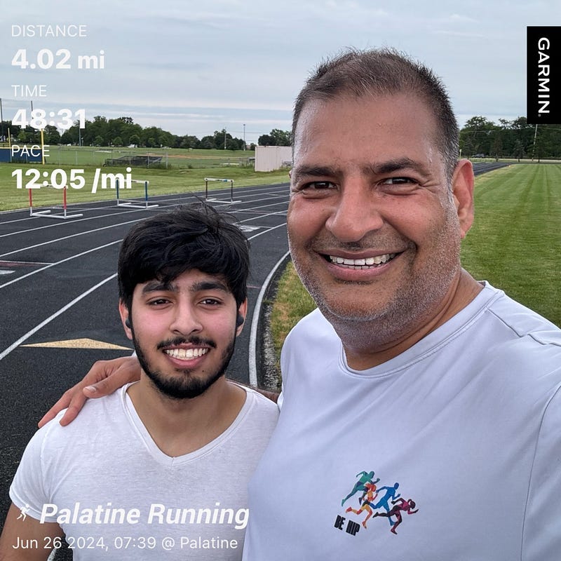 Running with my son Utkarsh (Photo by Author)