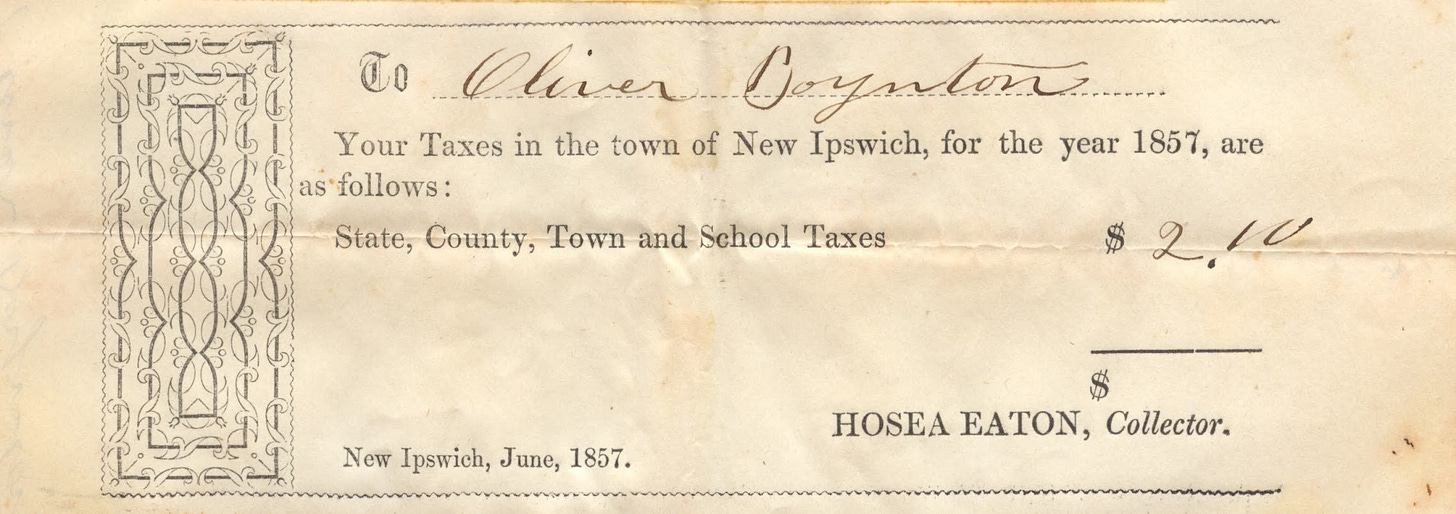 Oliver Boynton Tax Bill