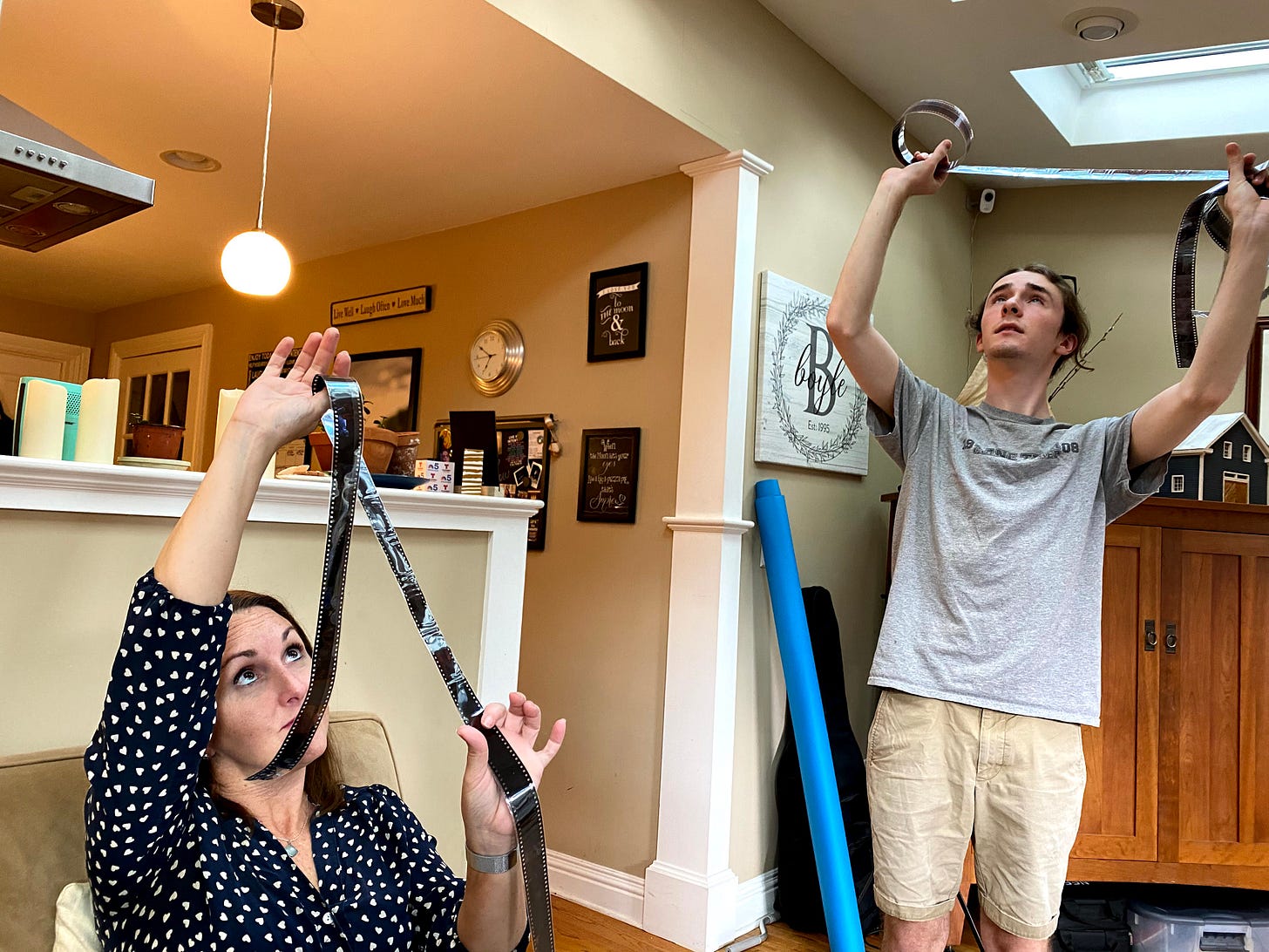 Reviewing the negatives with Mom