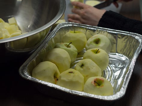 Preparing apples pies