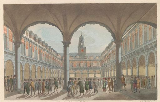 Amsterdam Stock Exchange, c 1825. Origin: Amsterdam. Date: 1824 – 1830. Object ID: BI-B-FM-116-3.